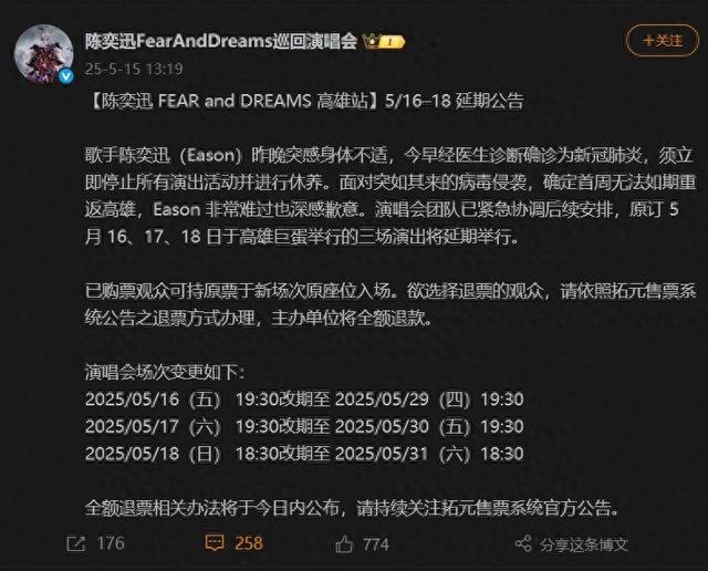 陈奕迅确诊新冠